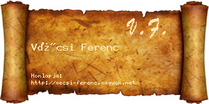 Vécsi Ferenc névjegykártya
